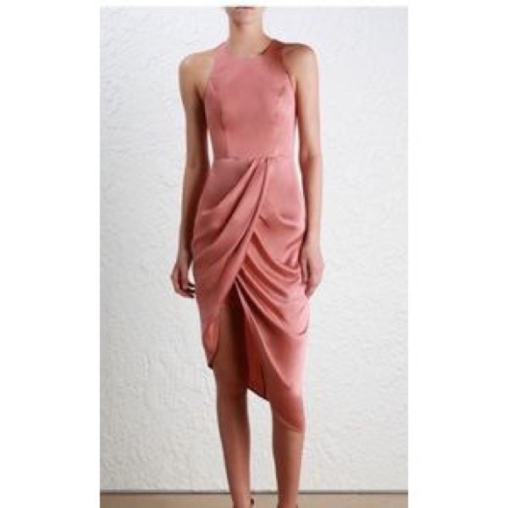 Zimmermann Size 1 (US 6) Asymmetric Washed Silk Coral Draped Dress